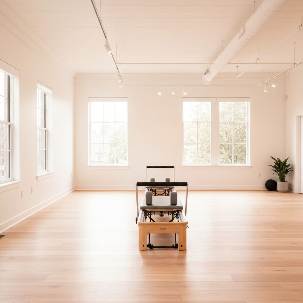 Bright Pilates studio in Toronto with natural light and reformer equipment